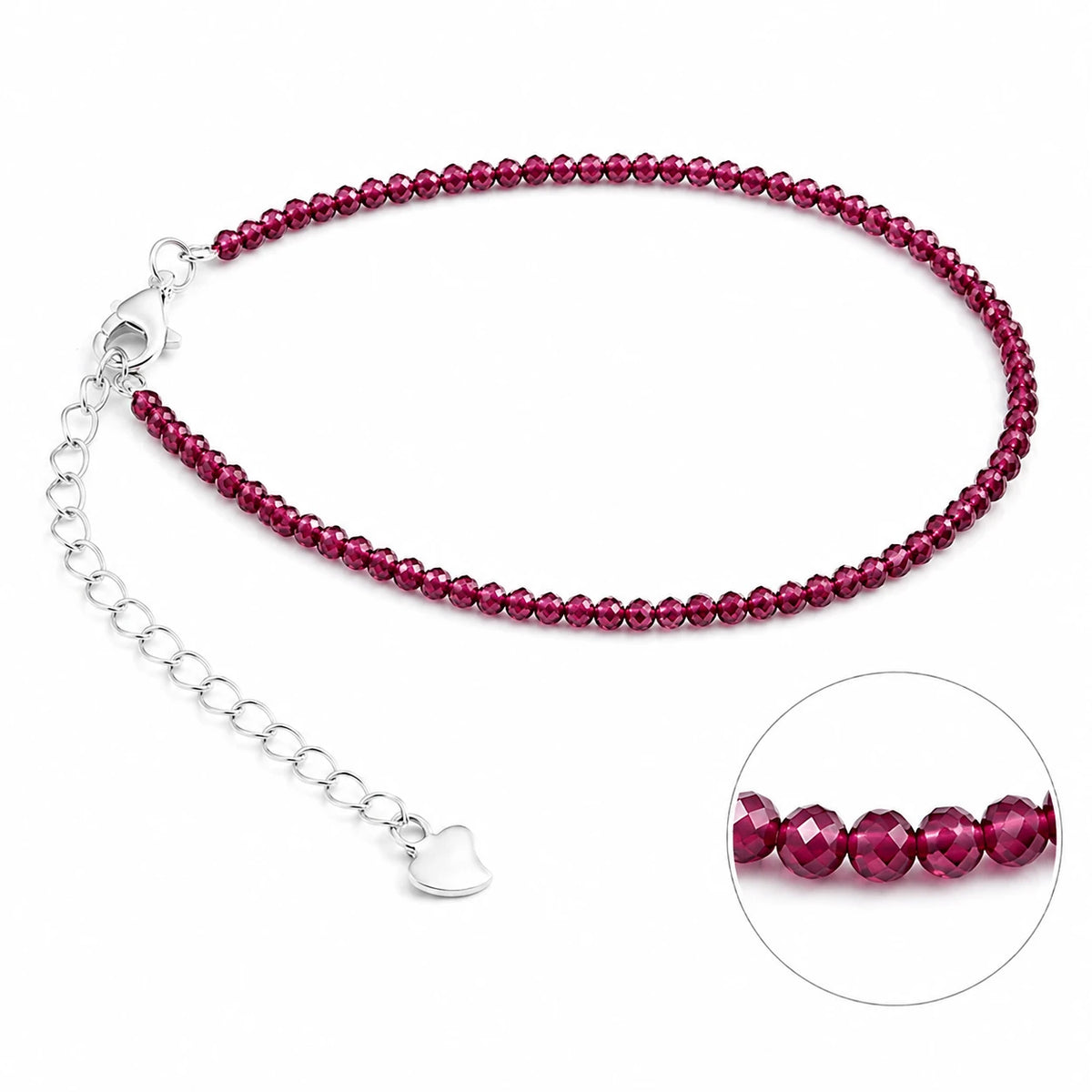 Granat Armband mit 925 Silber – Produktansicht