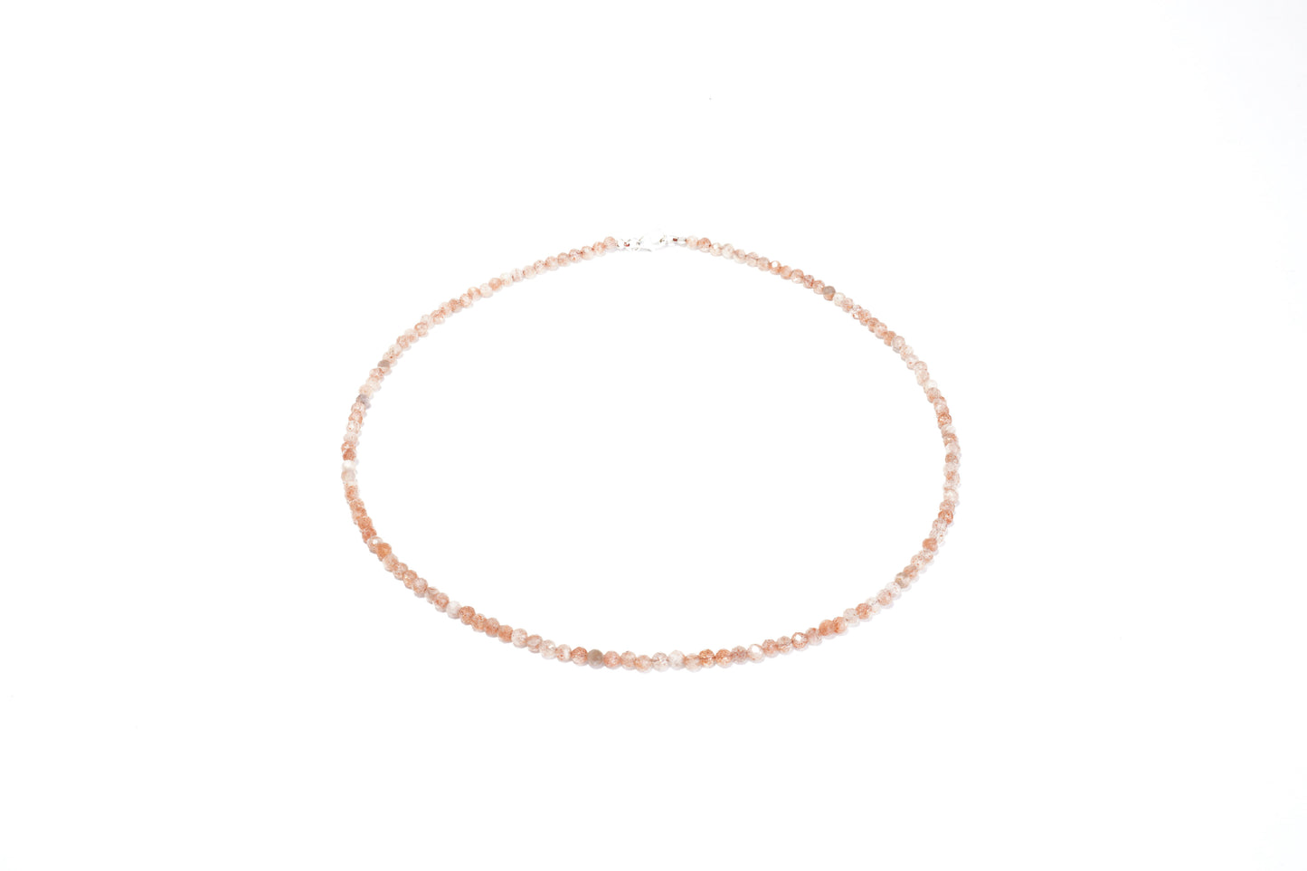 Sonnenstein Edelstein Halskette ca. 3 mm facettiert mit 925 Silber Verschluss