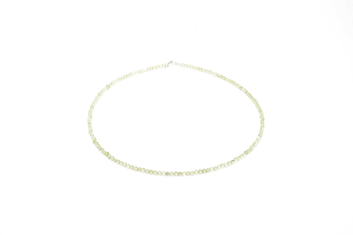 Peridot Edelstein Halskette ca. 3 mm facettiert mit 925 Silber Verschluss
