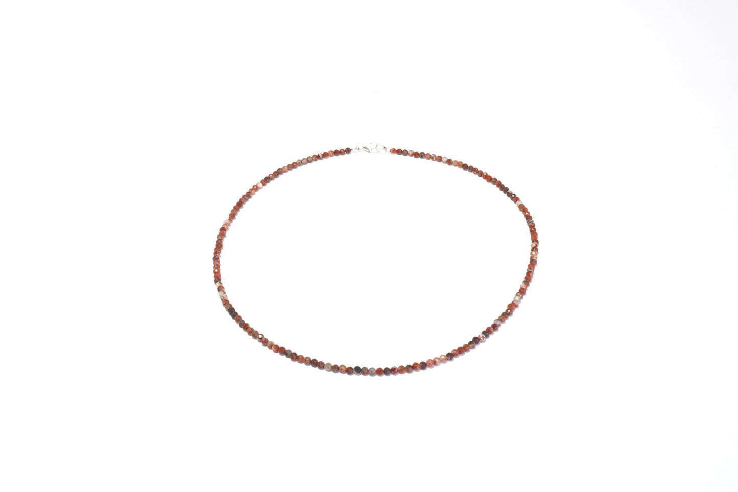 Rote Jaspis Edelstein Halskette ca. 3 mm facettiert mit 925 Silber Verschluss