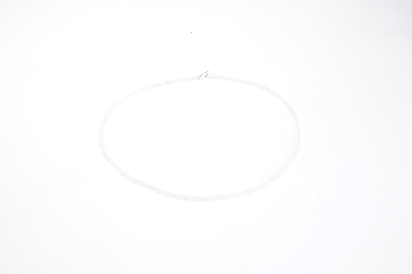 Rosenquarz Edelstein Halskette ca. 3 mm facettiert mit 925 Silber Verschluss