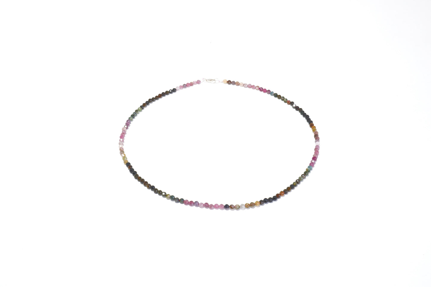 Turmalin Edelstein Halskette ca. 3 mm facettiert mit 925 Silber Verschluss