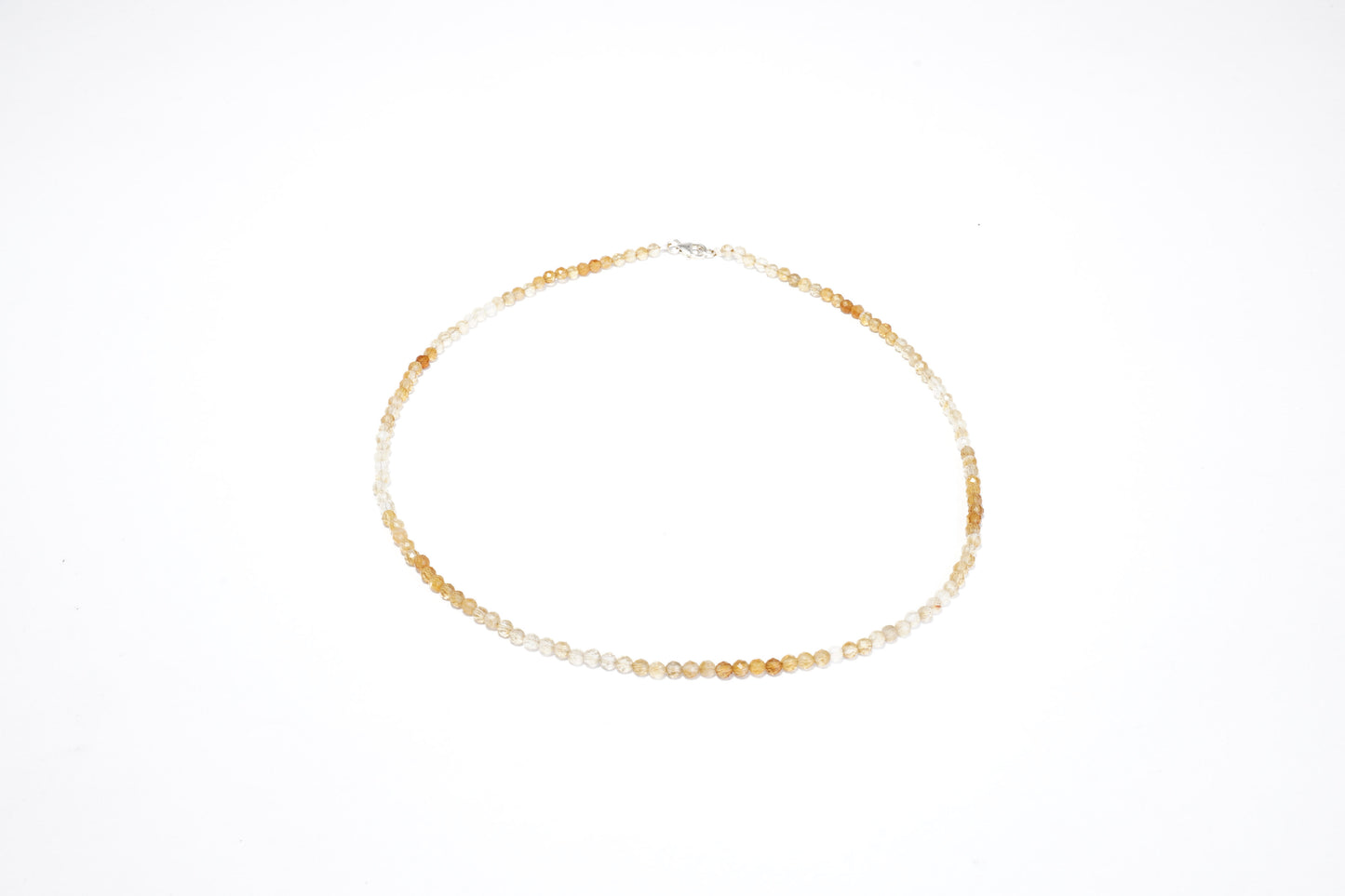 Citrin Edelstein Halskette ca. 3 mm facettiert mit 925 Silber Verschluss
