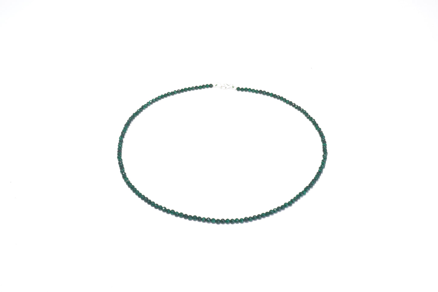 Malachit Edelstein Halskette ca. 3 mm facettiert mit 925 Silber Verschluss