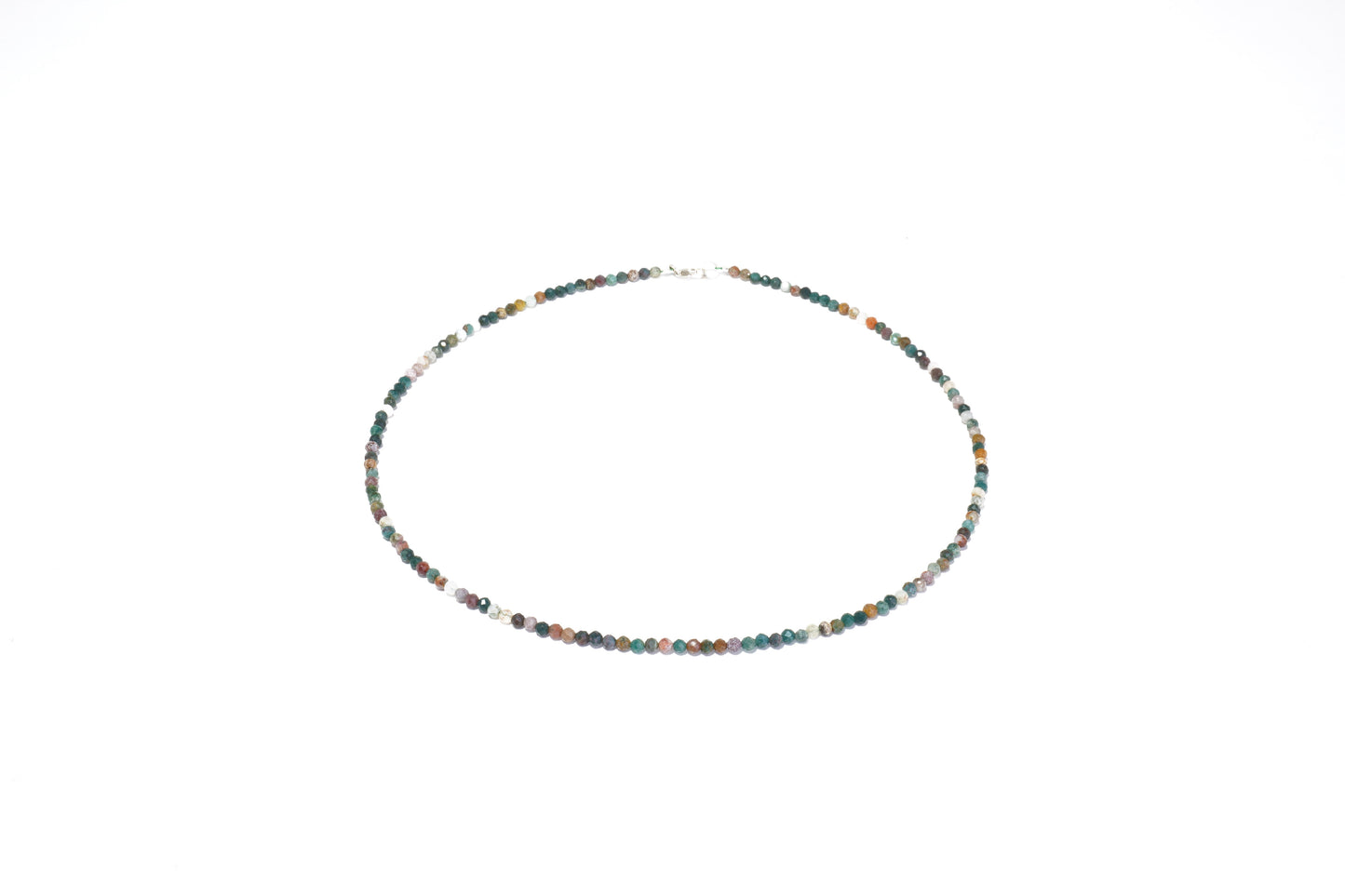 Ocean Jaspis Edelstein Halskette ca. 3 mm facettiert mit 925 Silber Verschluss