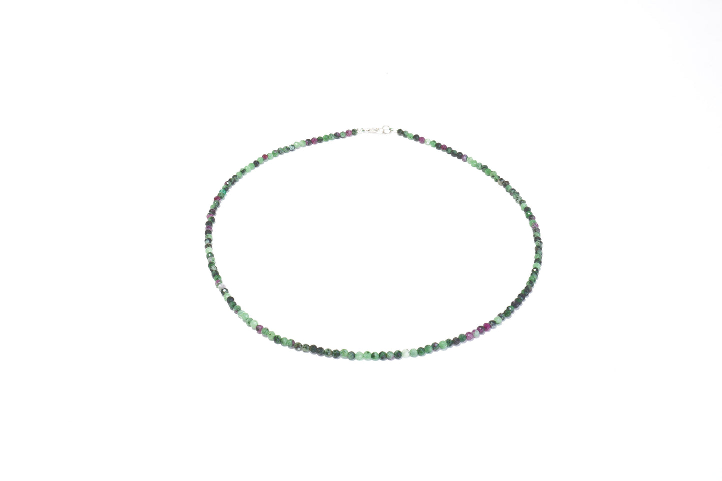 Rubin Zoisit Edelstein Halskette ca. 3 mm facettiert mit 925 Silber Verschluss