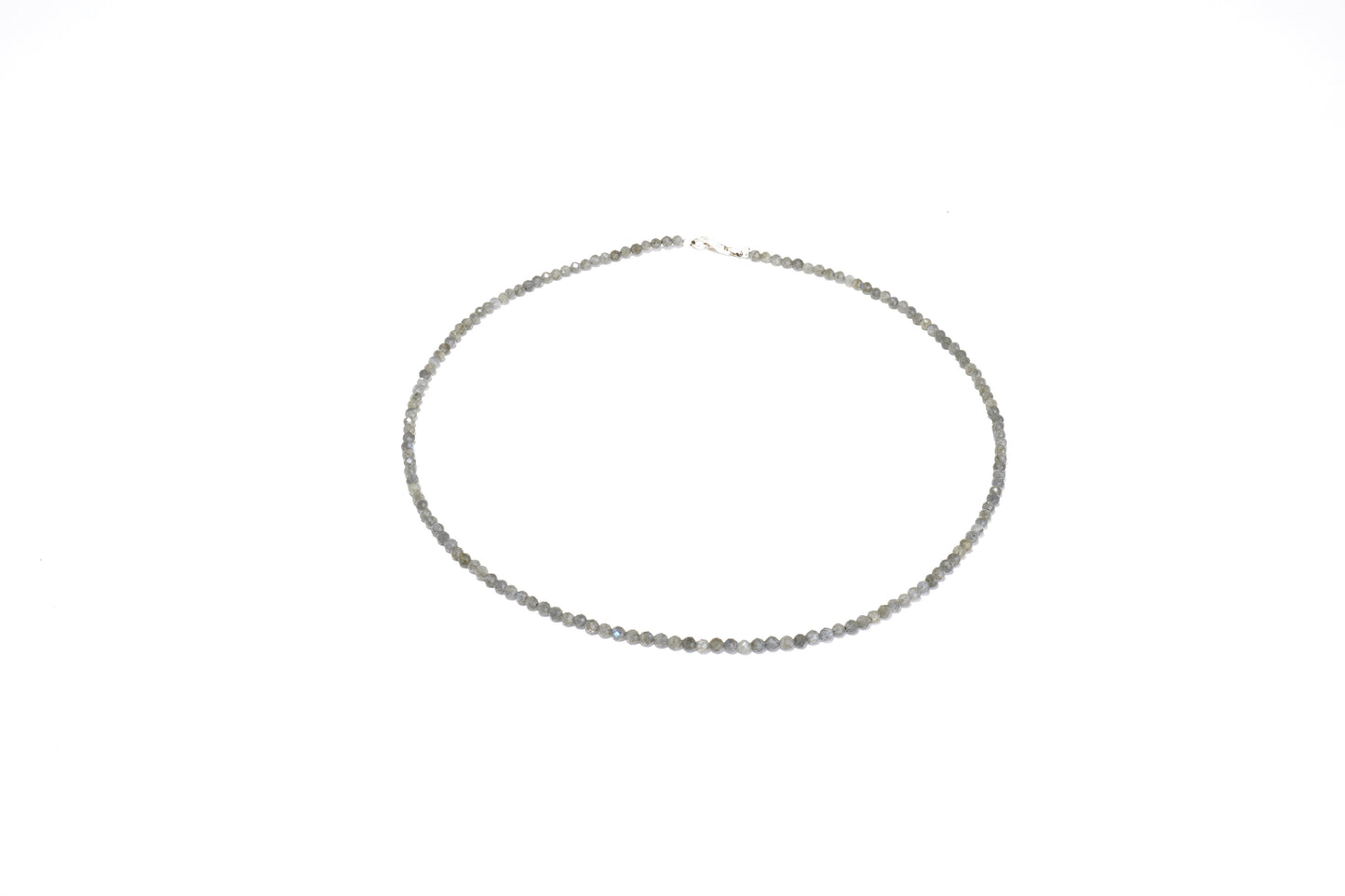 Labradorit Edelstein Halskette ca. 3 mm facettiert mit 925 Silber Verschluss