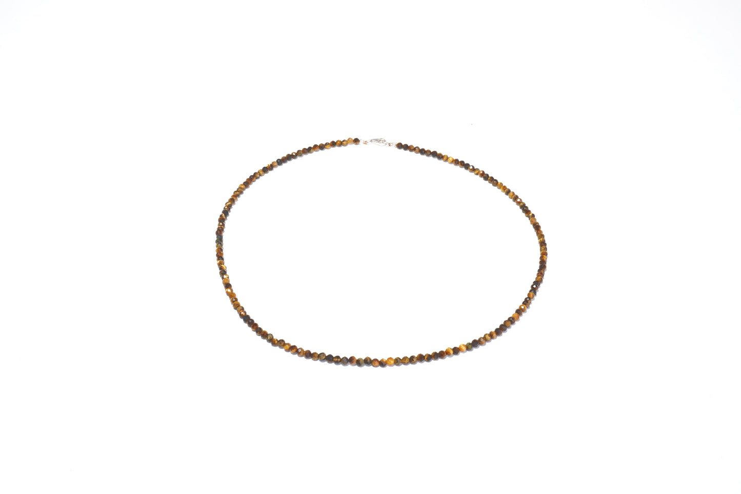 Tigerauge Edelstein Halskette ca. 3 mm facettiert mit 925 Silber Verschluss