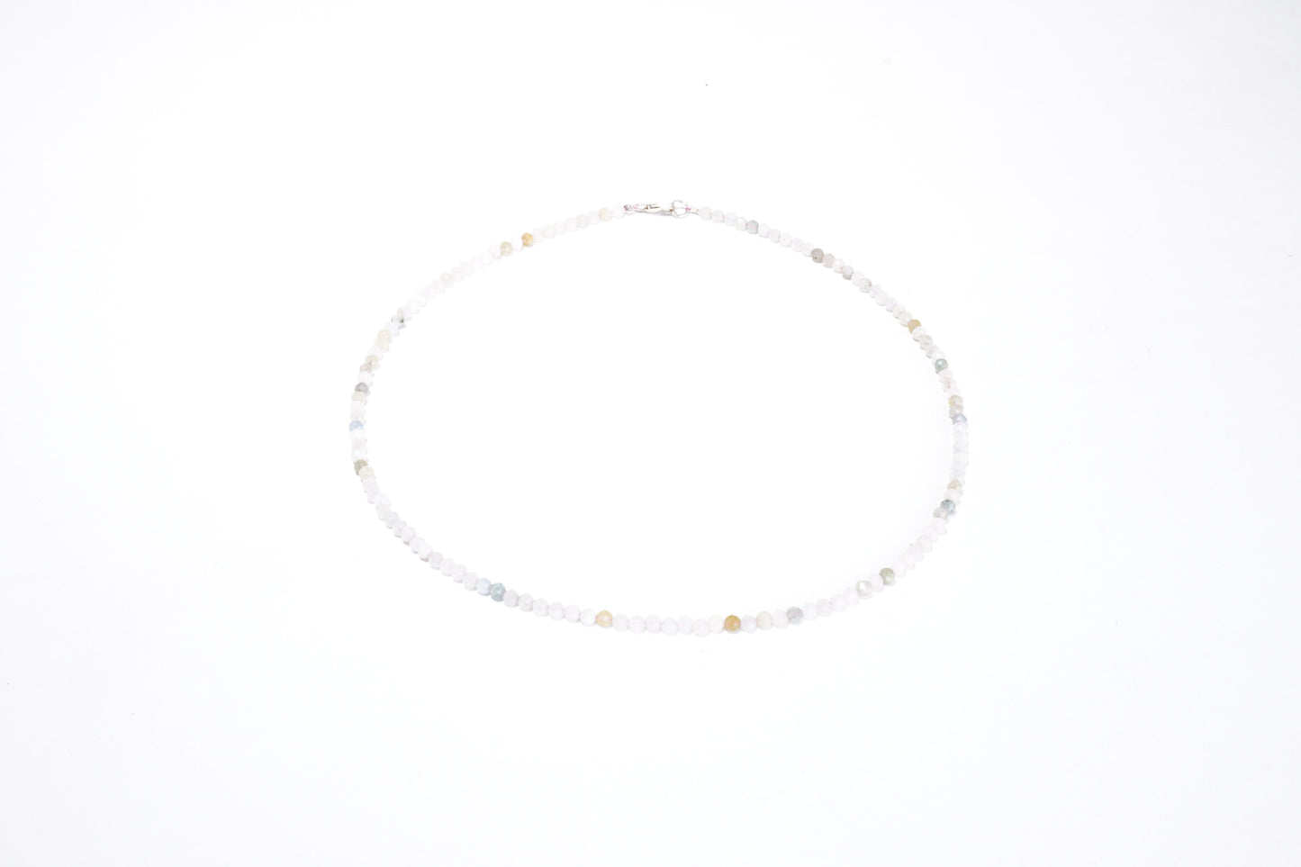 Morganit Edelstein Halskette ca. 3 mm facettiert mit 925 Silber Verschluss