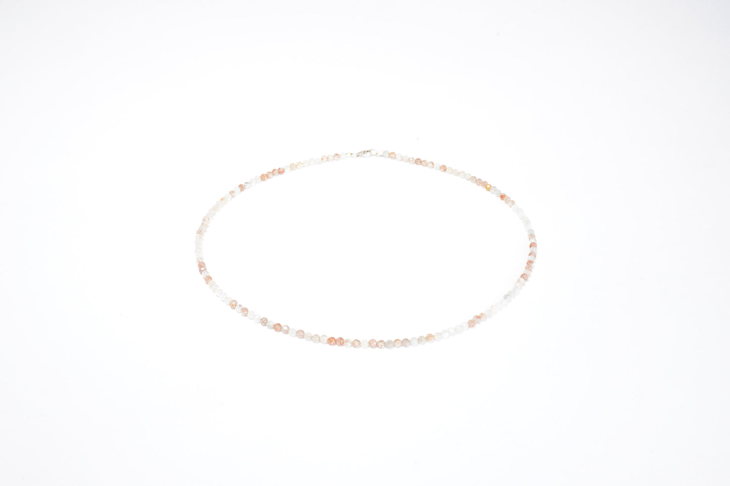 Aruscha Sonnenstein Edelstein Halskette ca. 3 mm facettiert mit 925 Silber Verschluss