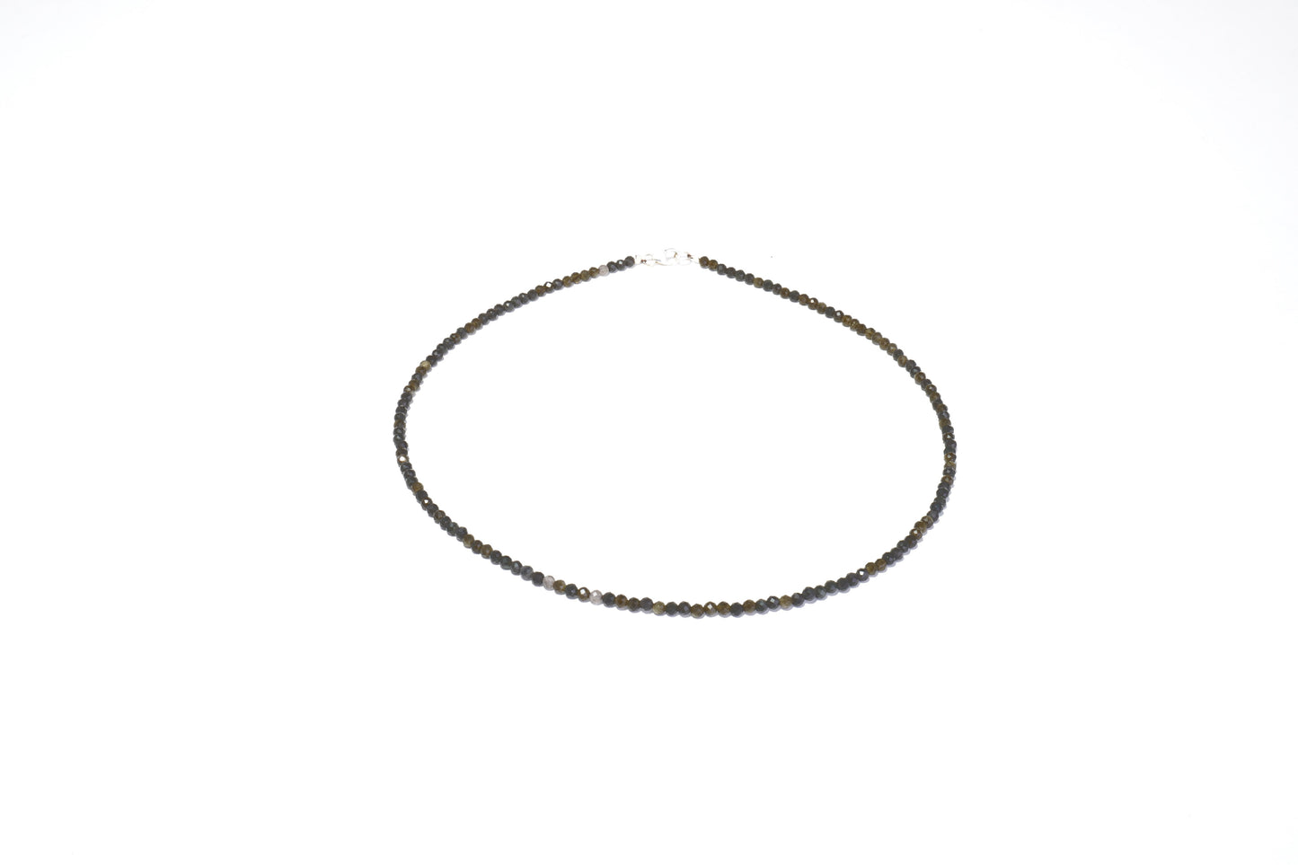 Gold Obsidian Edelstein Halskette ca. 3 mm facettiert mit 925 Silber Verschluss