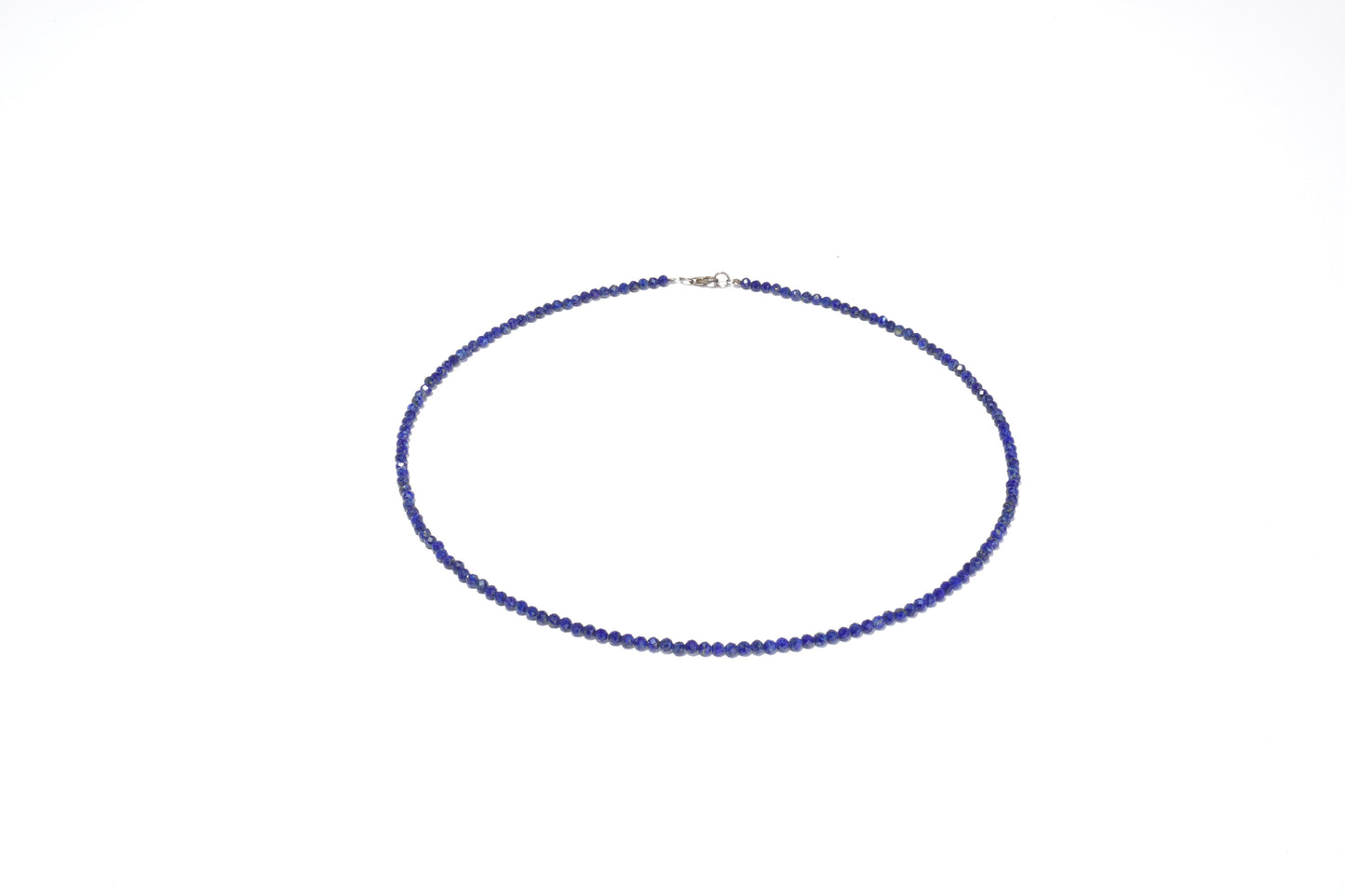 Lapislazuli Edelstein Halskette ca. 3 mm facettiert mit 925 Silber Verschluss