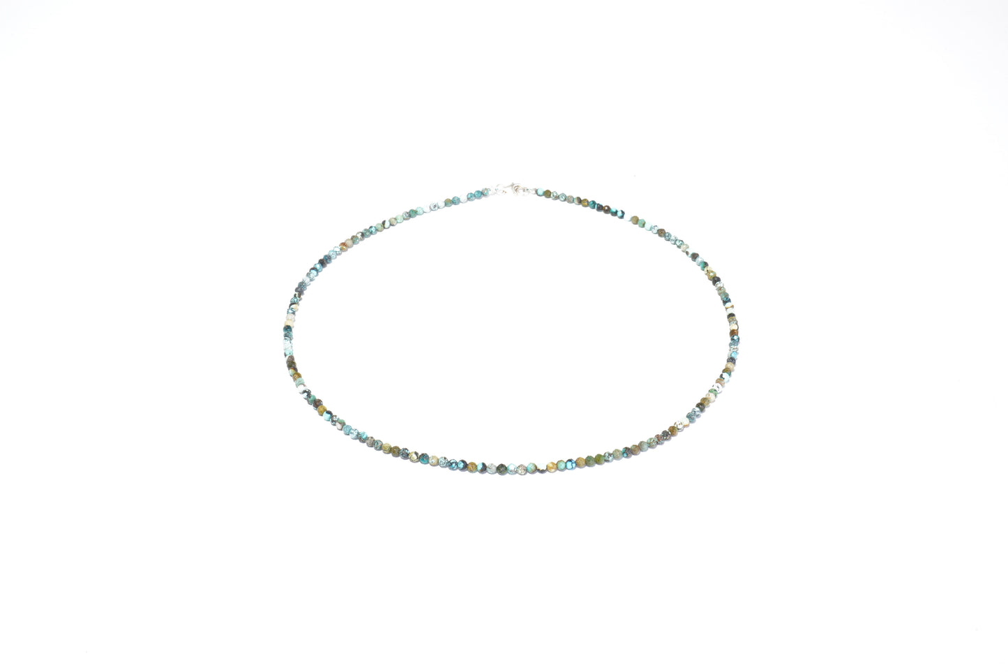 Türkis Edelstein Halskette ca. 3 mm facettiert mit 925 Silber Verschluss