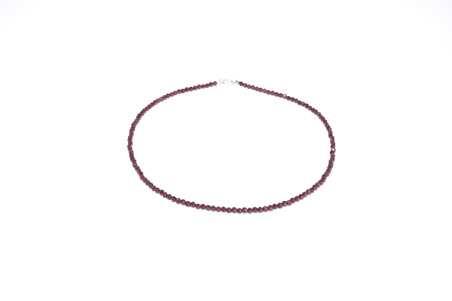 Granat Edelstein Halskette ca. 3 mm facettiert mit 925 Silber Verschluss