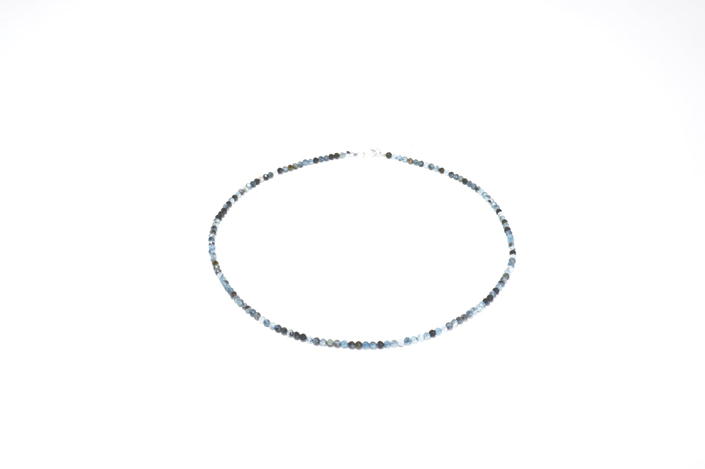 Kunzit Edelstein Halskette ca. 3 mm facettiert mit 925 Silber Verschluss