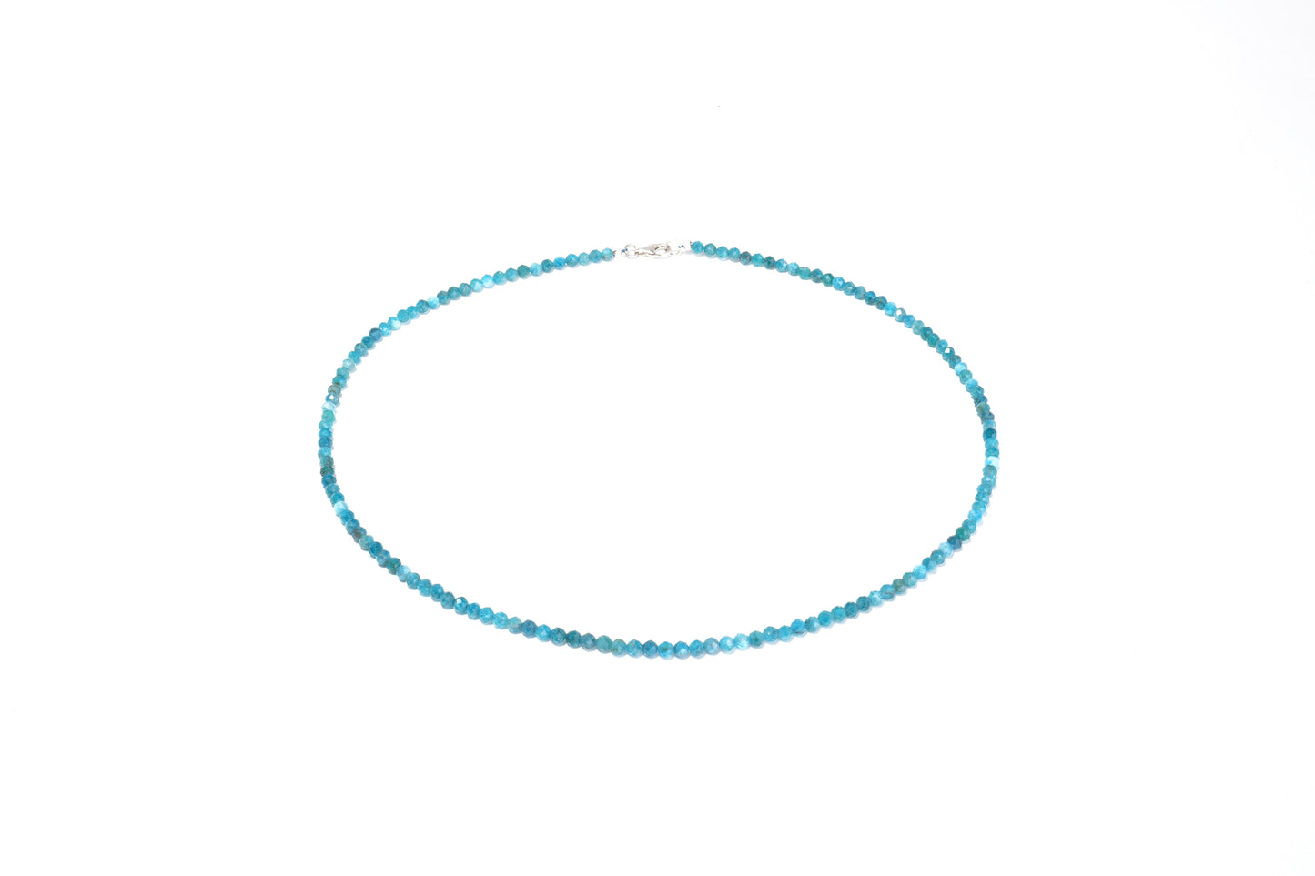 Apatit Edelstein Halskette ca. 3 mm facettiert mit 925 Silber Verschluss