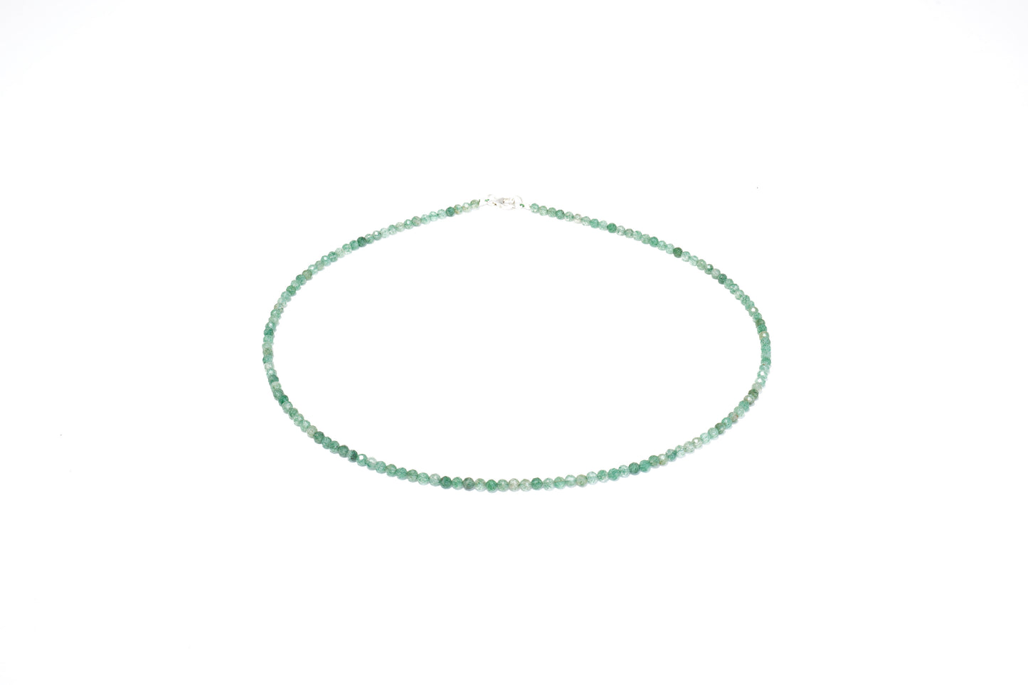 Grüne Jade Edelstein Halskette ca. 3 mm facettiert mit 925 Silber Verschluss