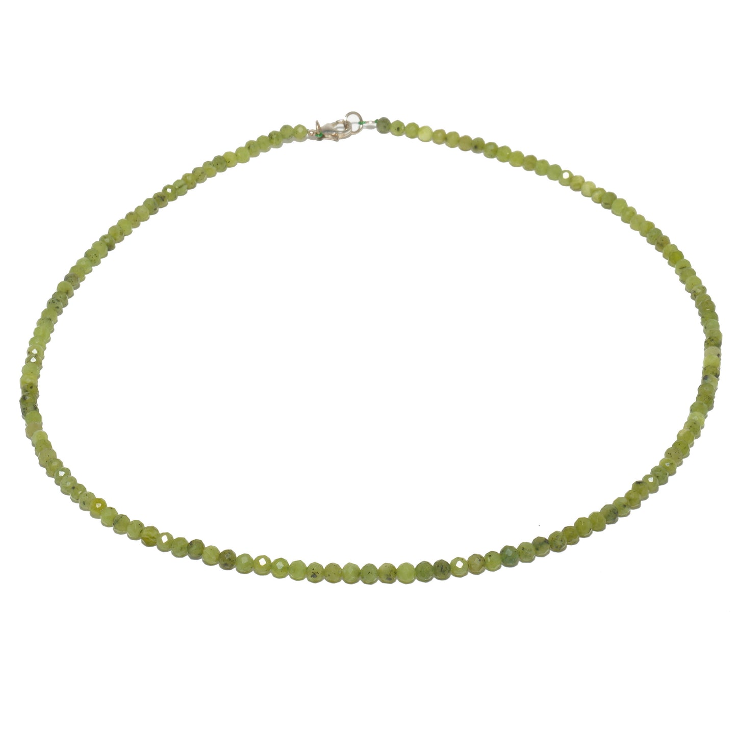 Dunkle Peridot Edelstein Halskette ca. 3 mm facettiert mit 925 Silber Verschluss
