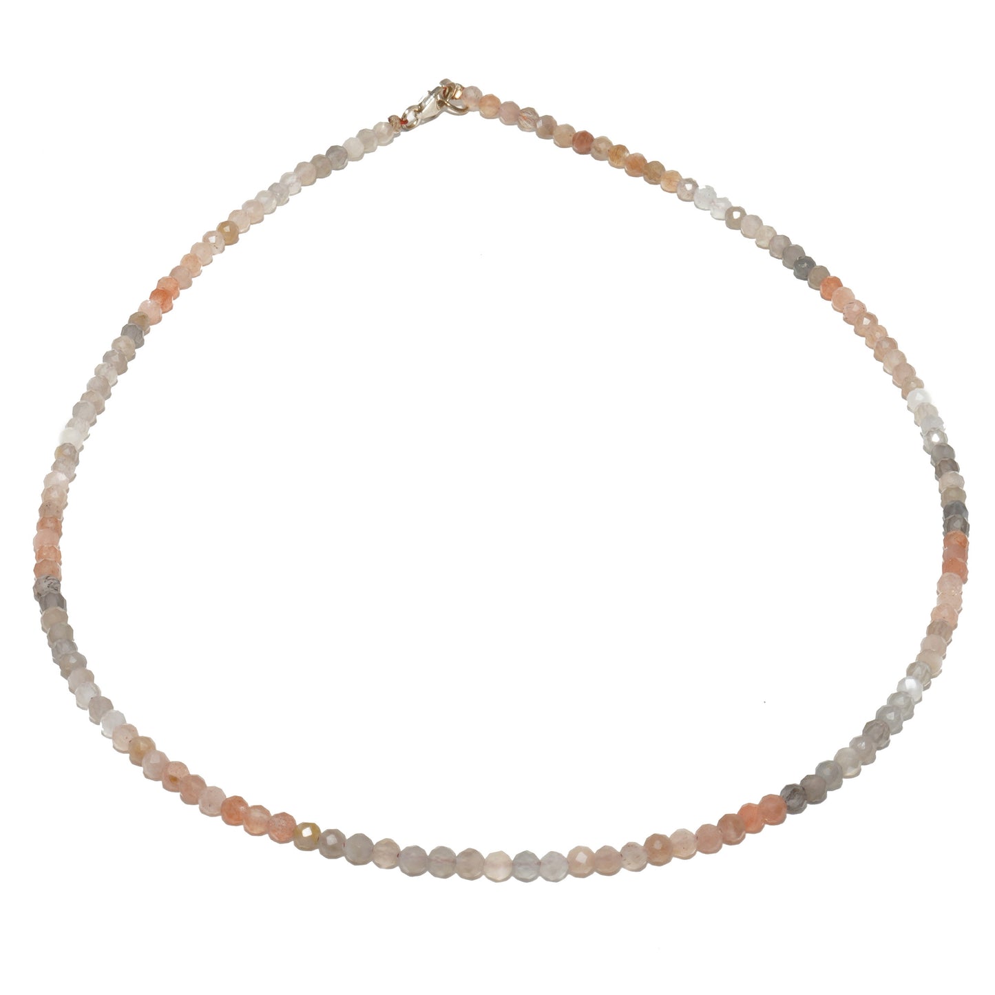 Hochwertige Mondstein Edelstein Halskette ca. 3 mm facettiert mit 925 Silber Verschluss