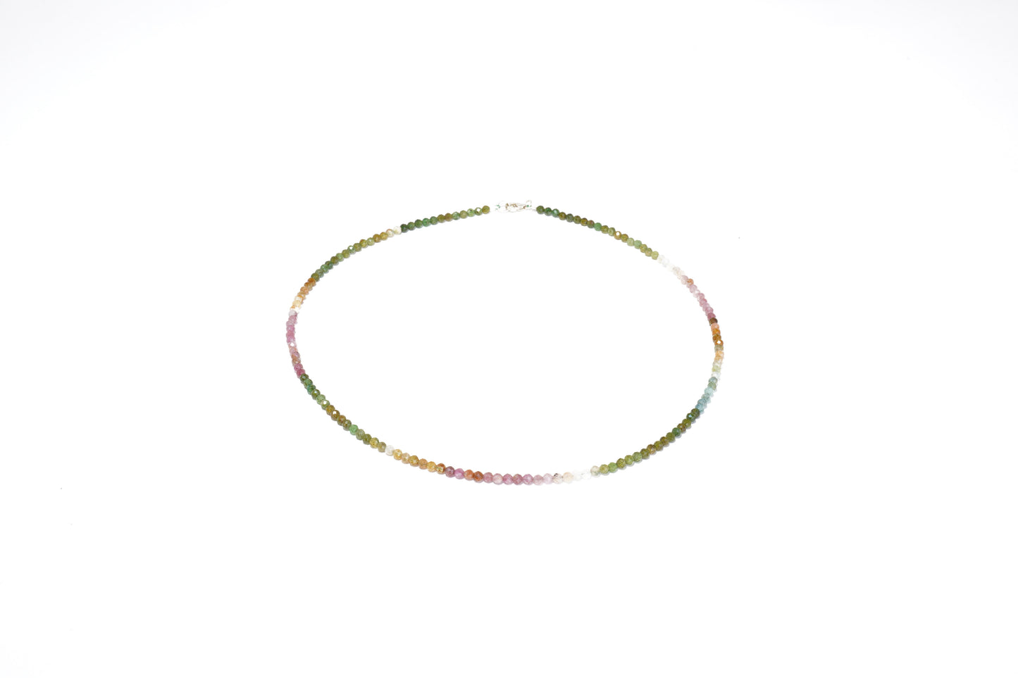 Hochwertige Turmalin Edelstein Halskette ca. 3 mm facettiert mit 925 Silber Verschluss