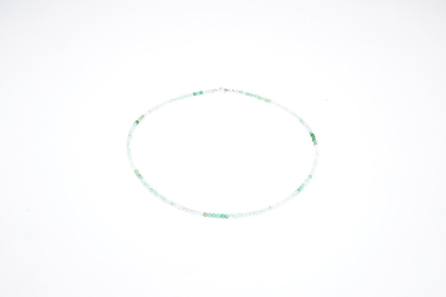 Chrysopras Edelstein Halskette ca. 3 mm facettiert mit 925 Silber Verschluss