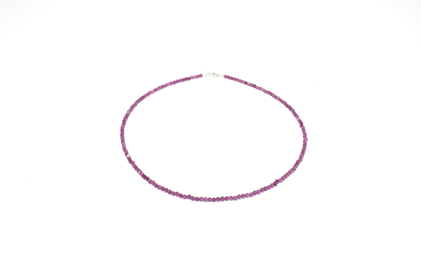 Hochwertige Rubin Edelstein Halskette ca. 3 mm facettiert mit 925 Silber Verschluss