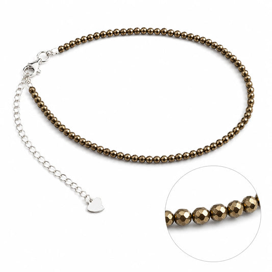 Pyrit Armband mit 925 Silber – Produktansicht
