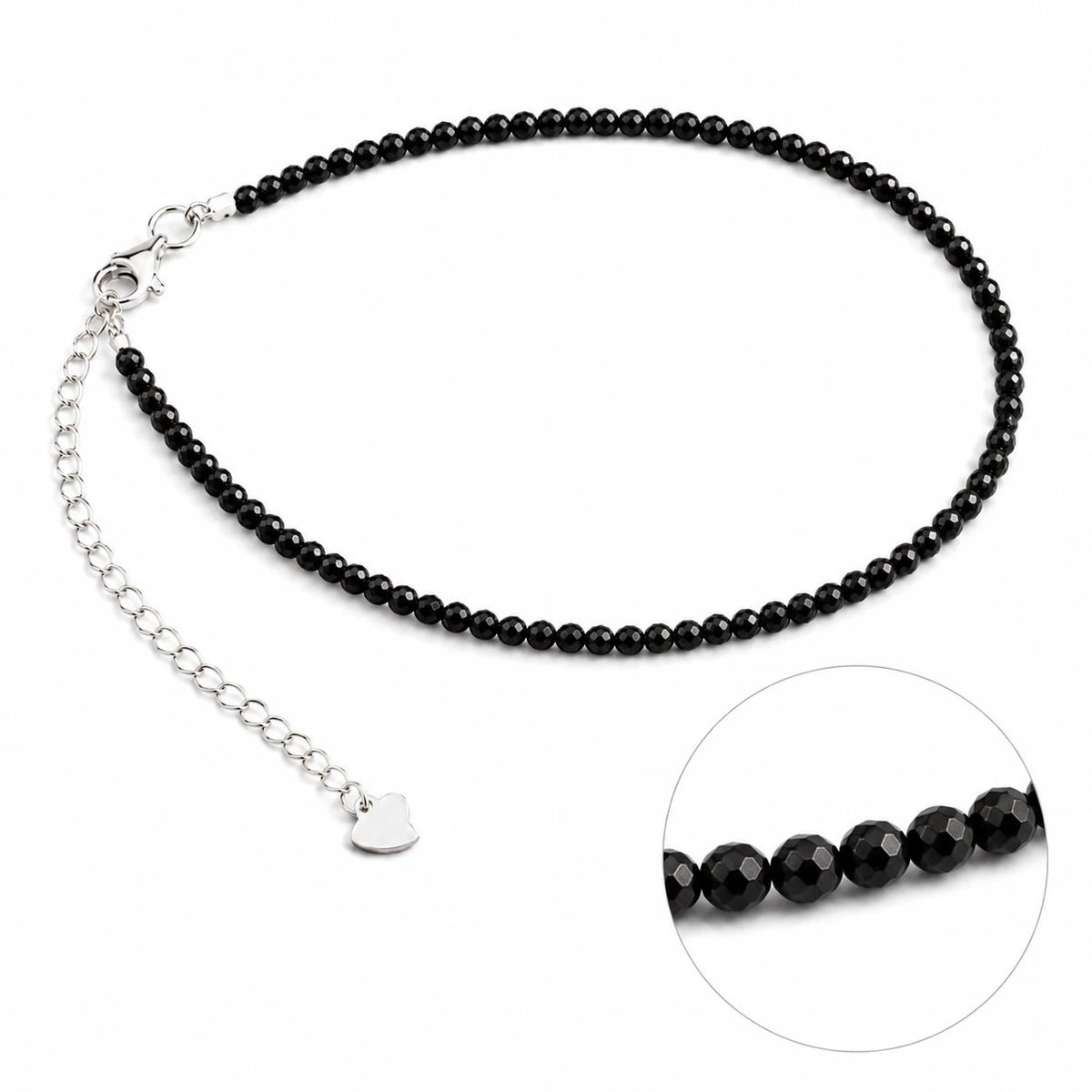Schwarzer Turmalin Armband mit 925 Silber – Produktansicht