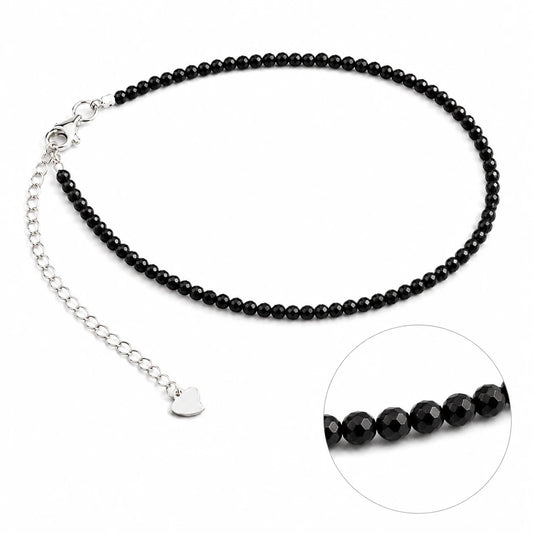 Schwarzer Turmalin Armband mit 925 Silber – Produktansicht