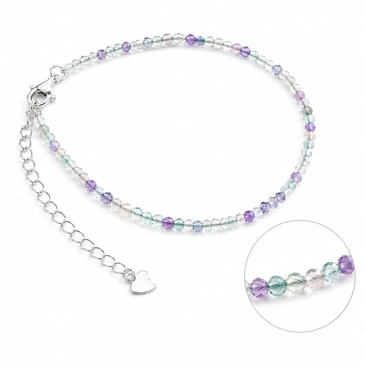 Fluorit Armband mit 925 Silber – Produktansicht