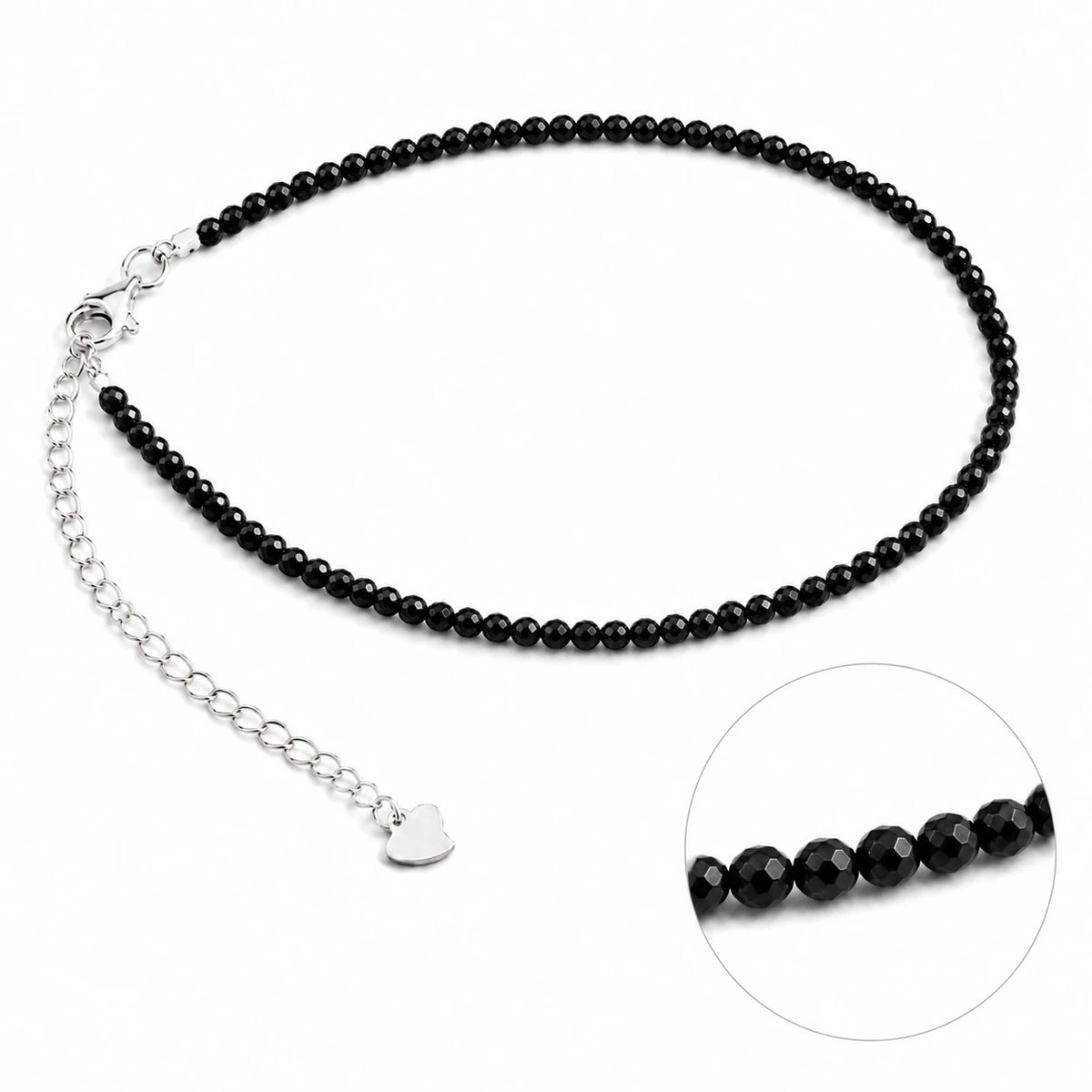 Schwarzer Spinell Armband mit 925 Silber – Produktansicht