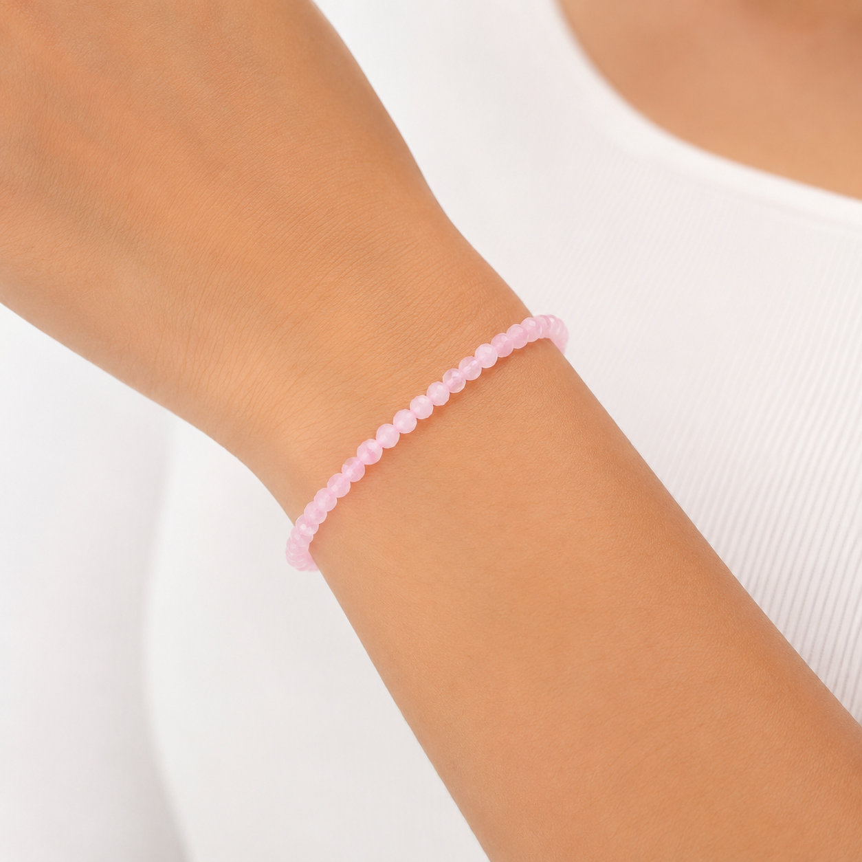 Rosenquarz Armband facettiert 3 mm / 4 mm