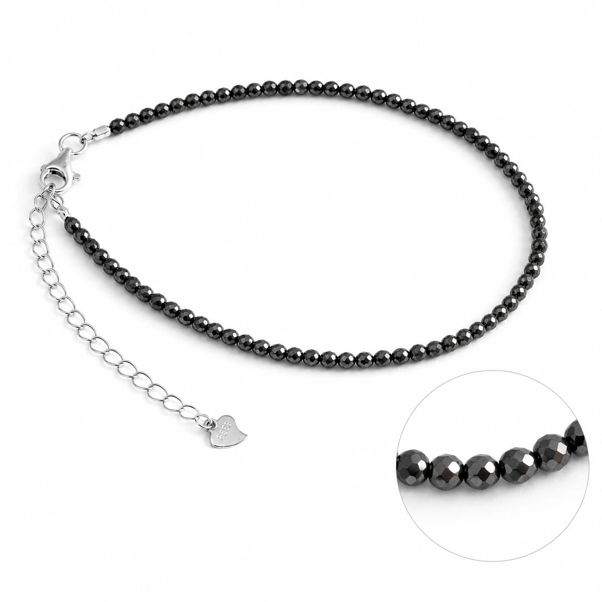 Hämatit Armband mit 925 Silber – Produktansicht