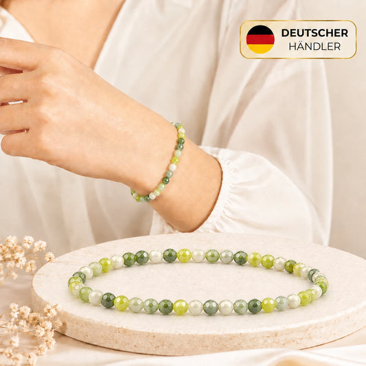 Serpentin Armband facettiert – Tragebild und Detailansicht