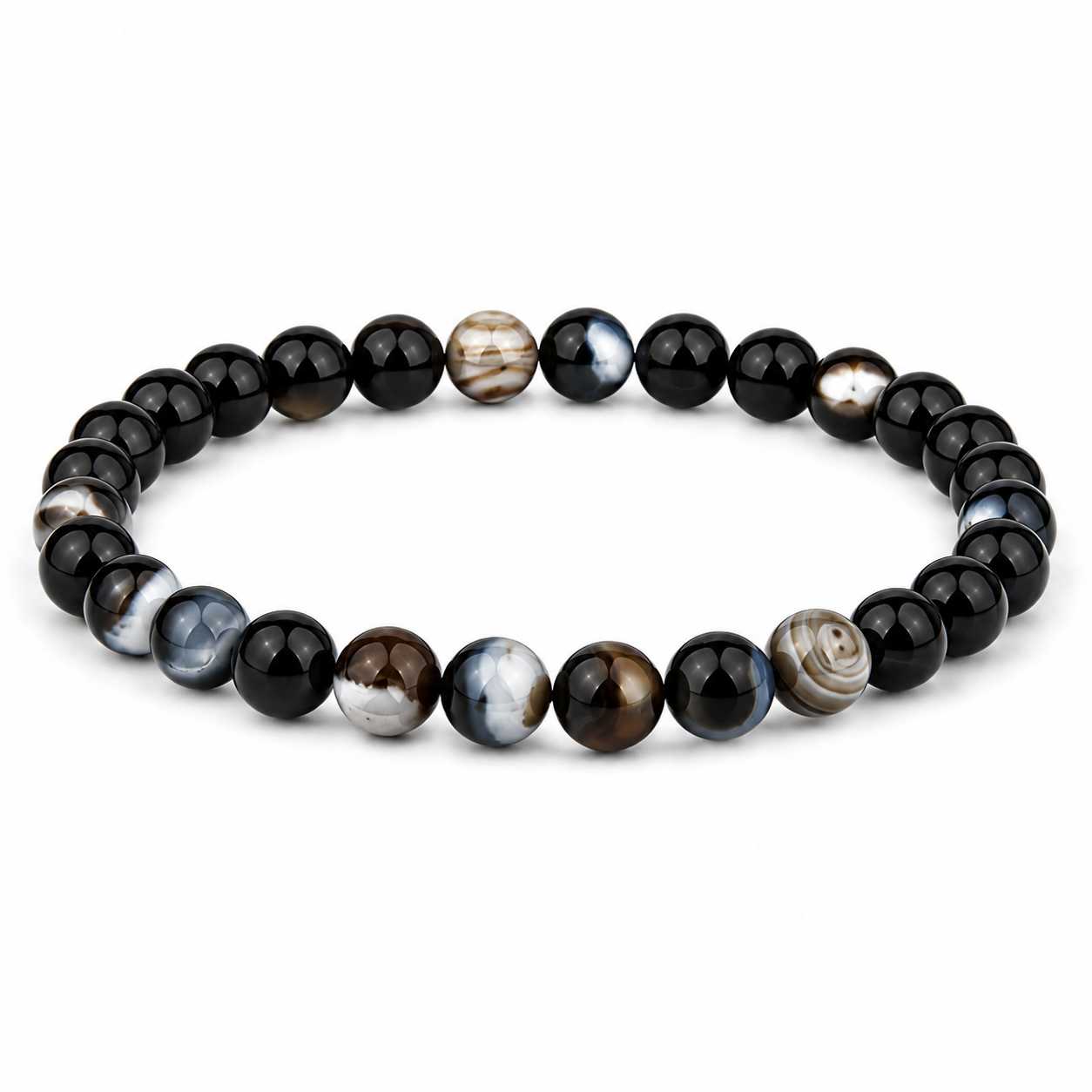 Schwarzes Achat Armband 4 mm / 6 mm / 8 mm