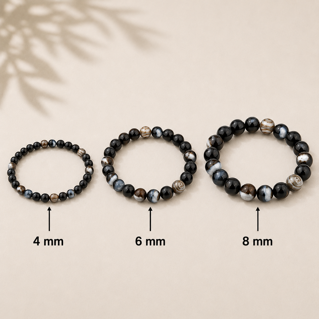 Schwarzes Achat Armband 4 mm / 6 mm / 8 mm