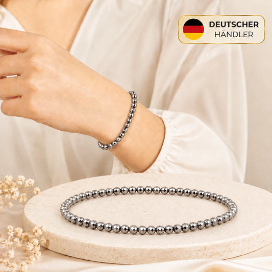 Hämatit Armband facettiert – Tragebild und Detailansicht