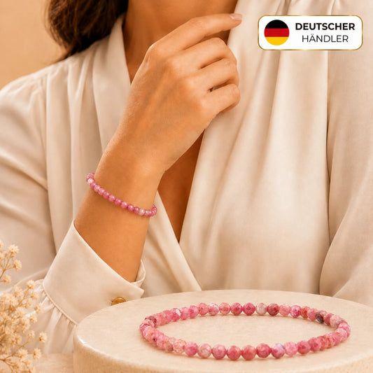 Rosa Turmalin Armband facettiert – Tragebild und Detailansicht