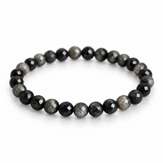 Silberobsidian Armband facettiert, 6 mm – Produktansicht