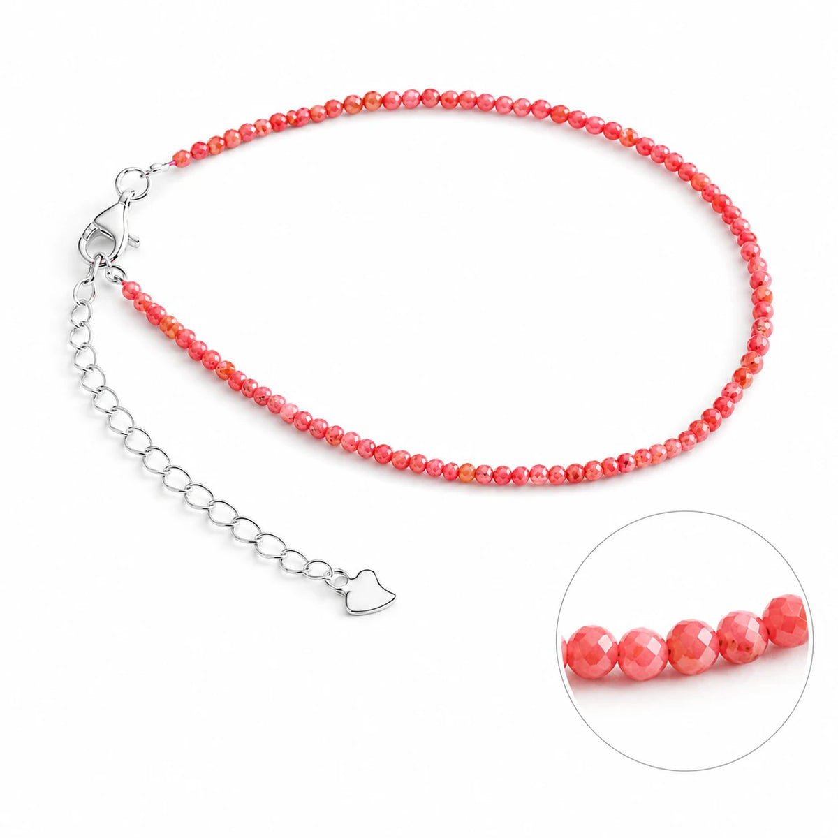 Roter Rhodonit Armband mit 925 Silber – Produktansicht
