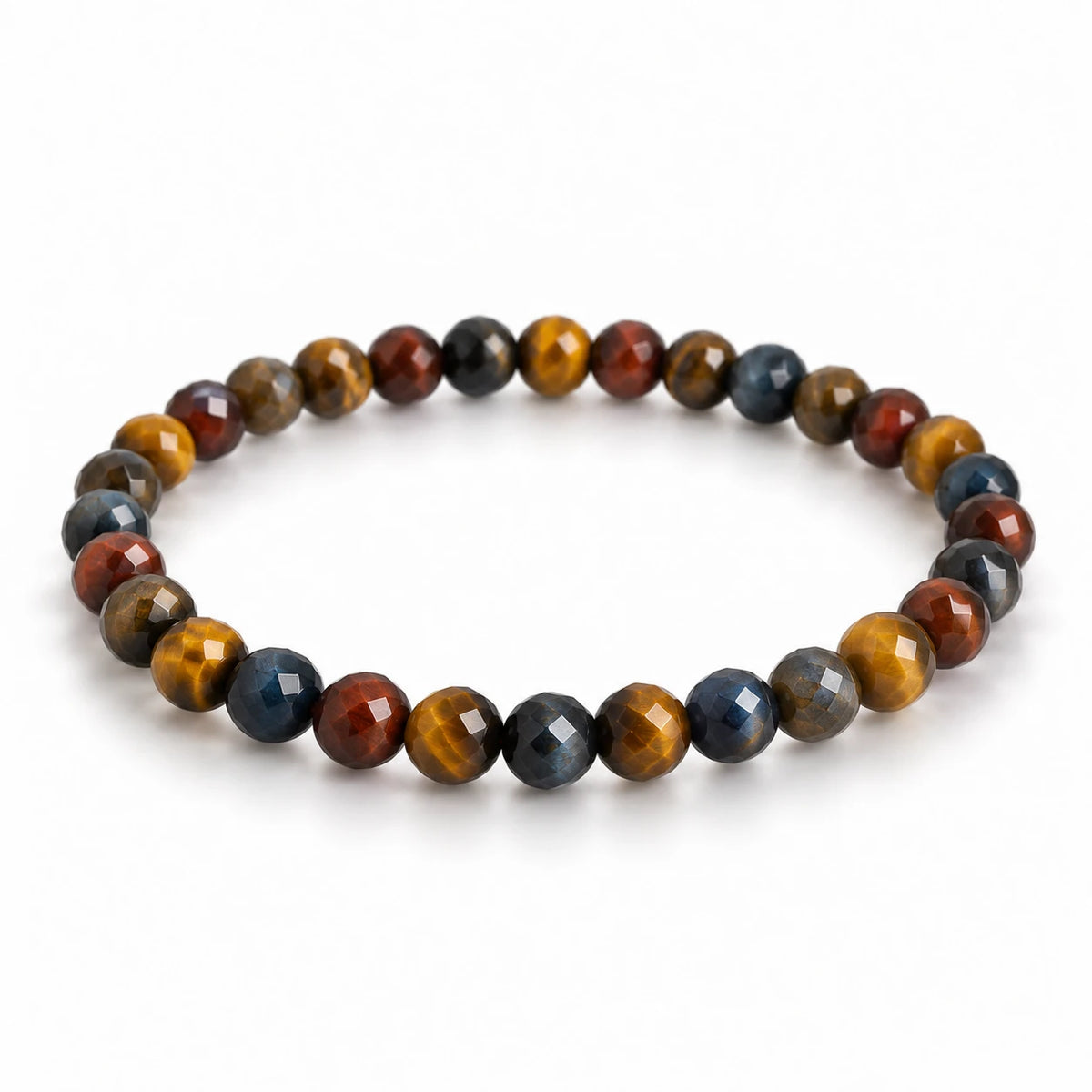 Tigeraugen-Mix Armband facettiert, 6 mm – Produktansicht