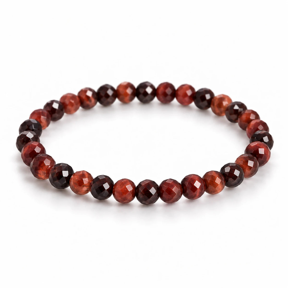 Rotes Tigerauge Armband facettiert, 6 mm – Produktansicht