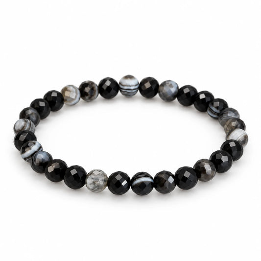 Schwarzer Achat Armband facettiert, 6 mm – Produktansicht