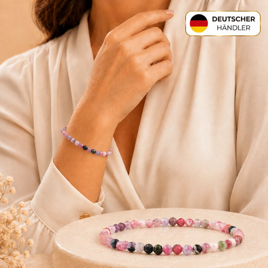 Turmalin No. 2 Armband facettiert – Tragebild und Detailansicht