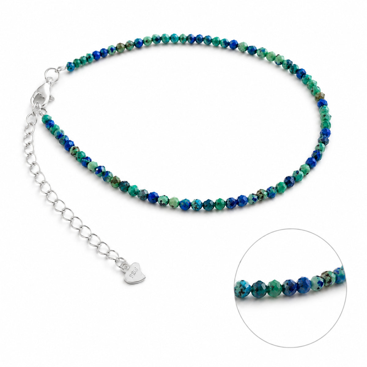 Azurit-Malachit Armband mit 925 Silber – Produktansicht