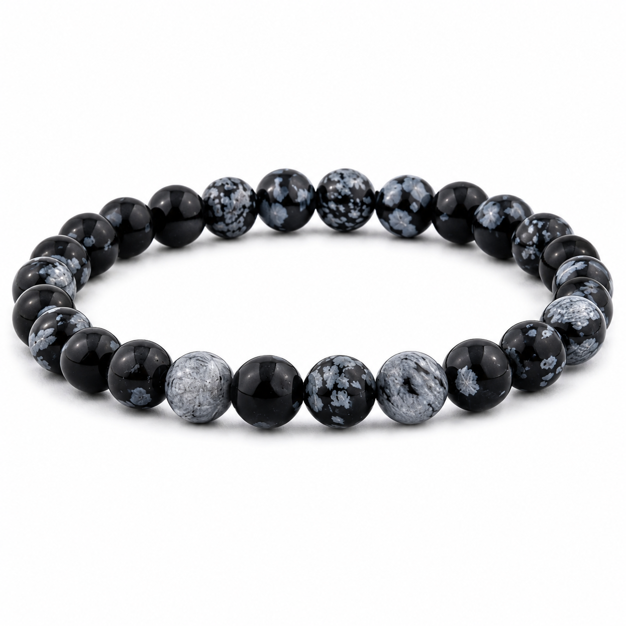 Schneeflocken Obsidian Armband 4 mm / 6 mm / 8 mm
