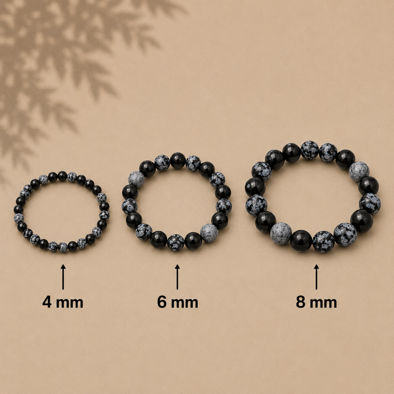 Schneeflocken Obsidian Armband 4 mm / 6 mm / 8 mm
