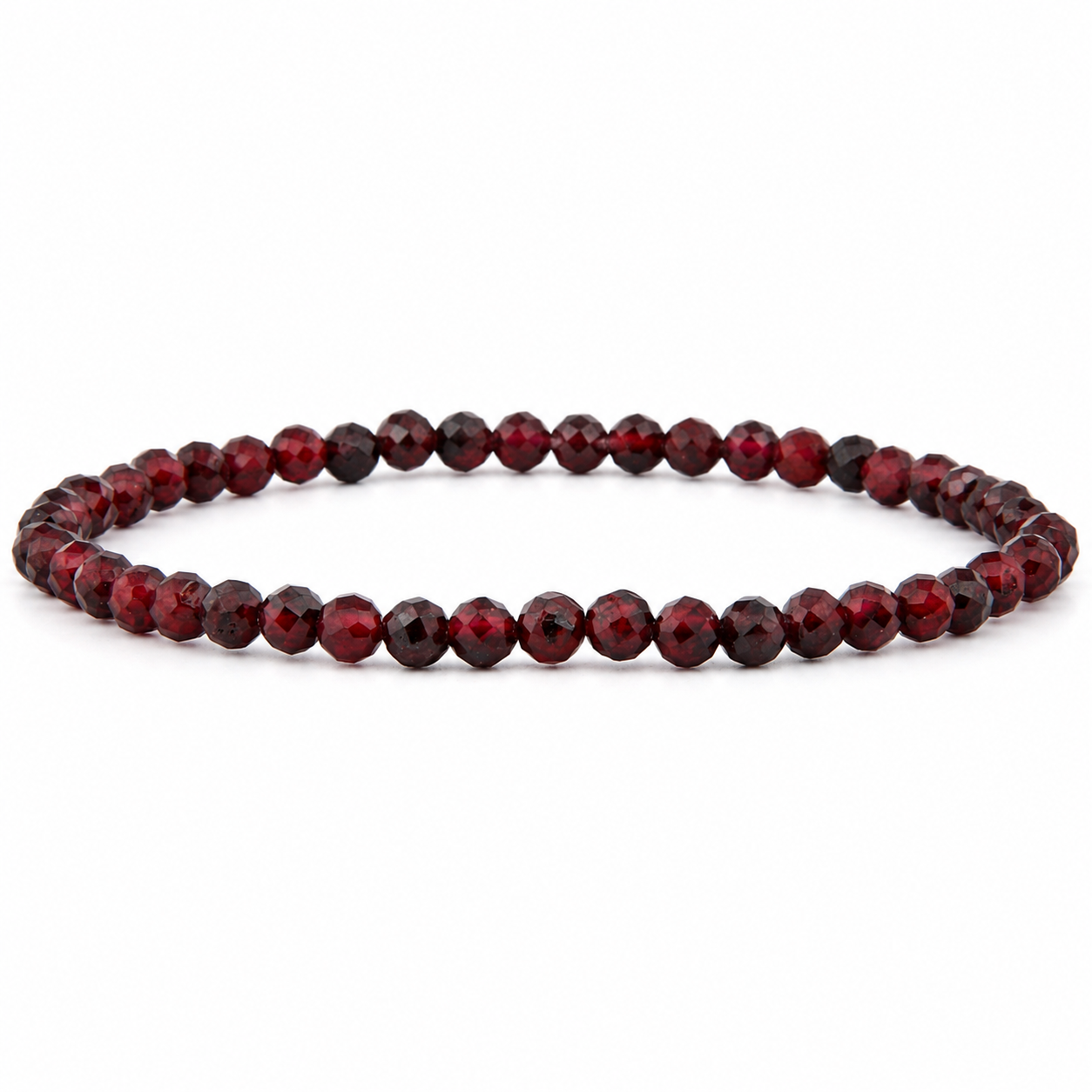 Rotes Granat facettiertes Armband 3 mm / 4 mm