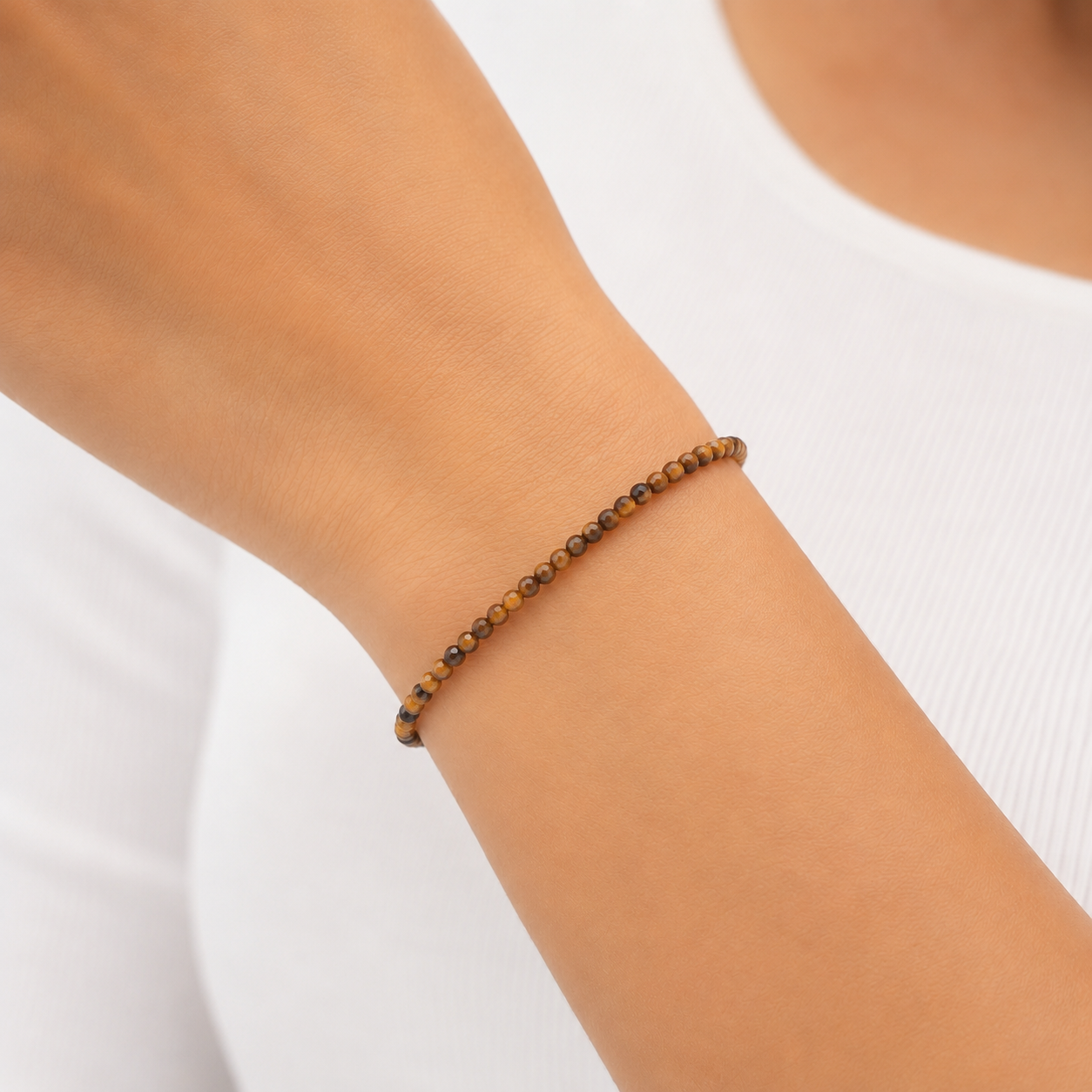 Tigerauge Gelb Armband facettiert 3 mm / 4 mm