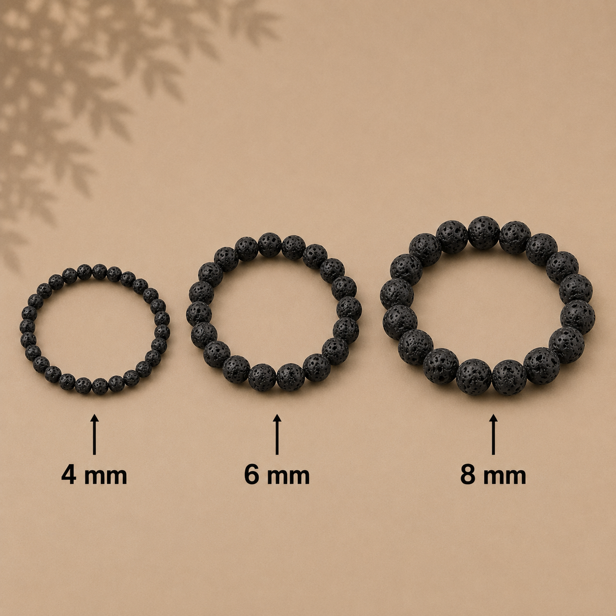 Lava Stein Armband 4 mm / 6 mm / 8 mm